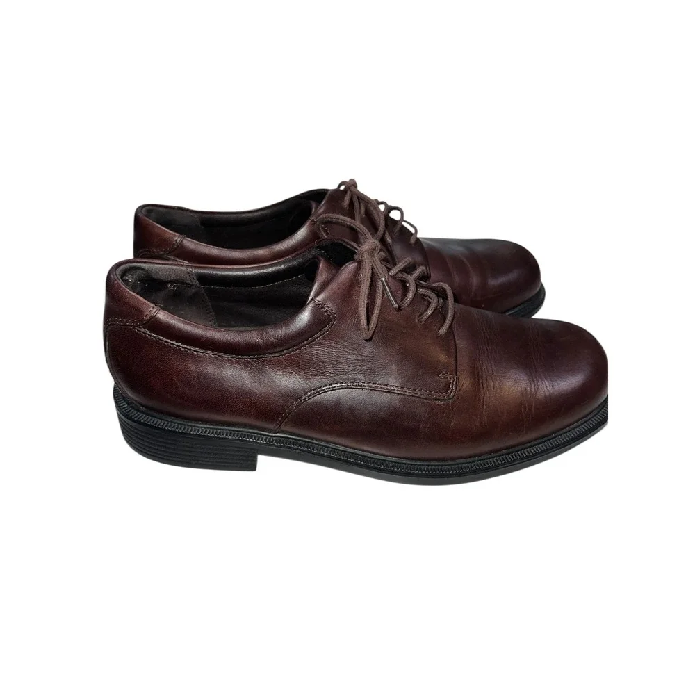 Rockport Mahogany Brown Leather Lace Up Loafers Men's Size 10.5‎ Career